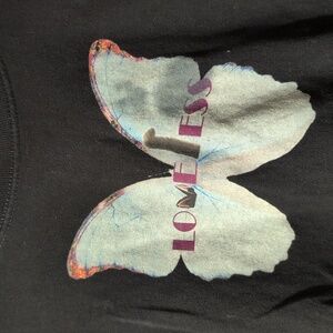 Loveless Butterfly And Cat Design Black Short Sleeve Tee